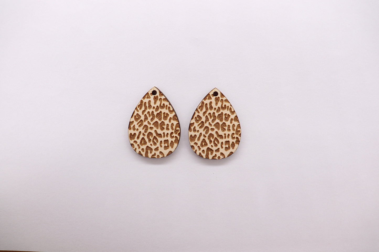 Cheetah print Teardrop wood earring blanks