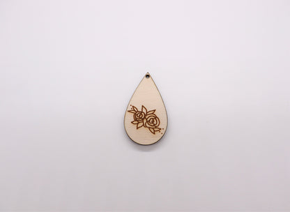 Flower Teardrops, wood earring blanks, wood cutouts