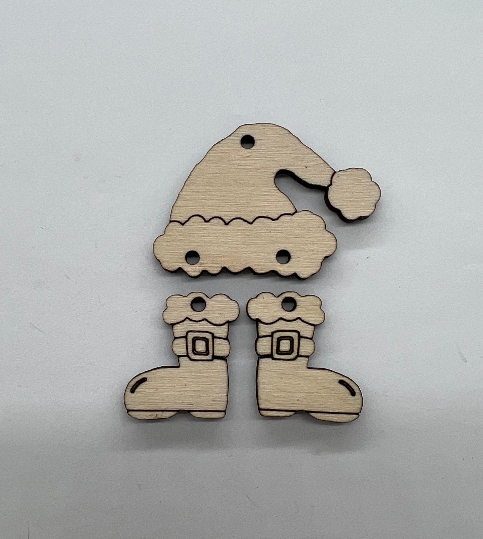 Santa wood earring blanks, earring supplies, wood shapes