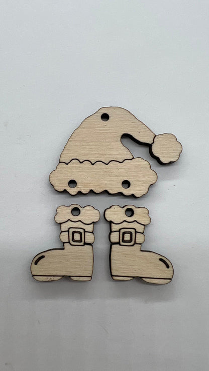 Santa wood earring blanks, earring supplies, wood shapes