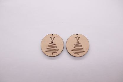 Christmas round earring blanks, wood earrings, earring blanks