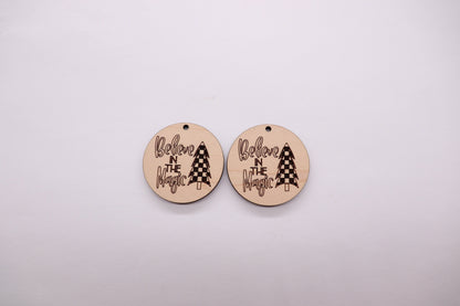 Christmas round earring blanks, wood earrings, earring blanks