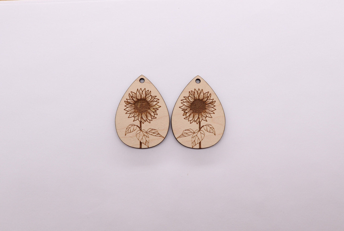 Sunflower teardrops, earring blanks, wood earrings