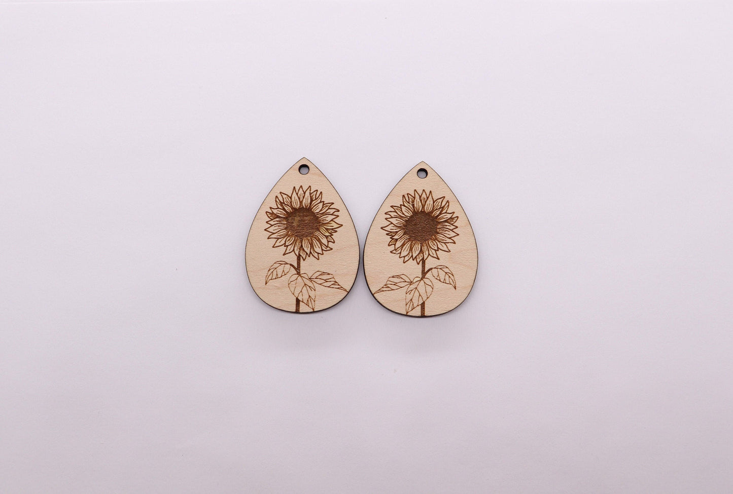 Sunflower teardrops, earring blanks, wood earrings