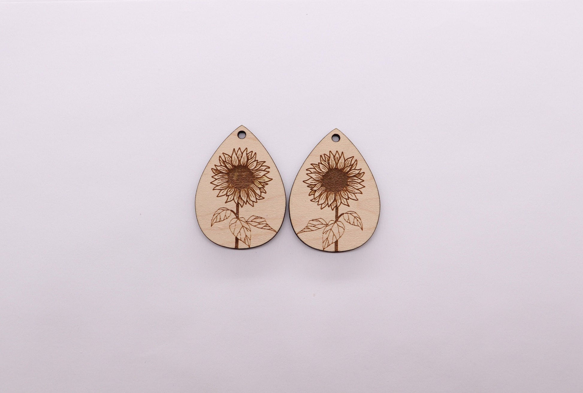 Sunflower teardrops, earring blanks, wood earrings