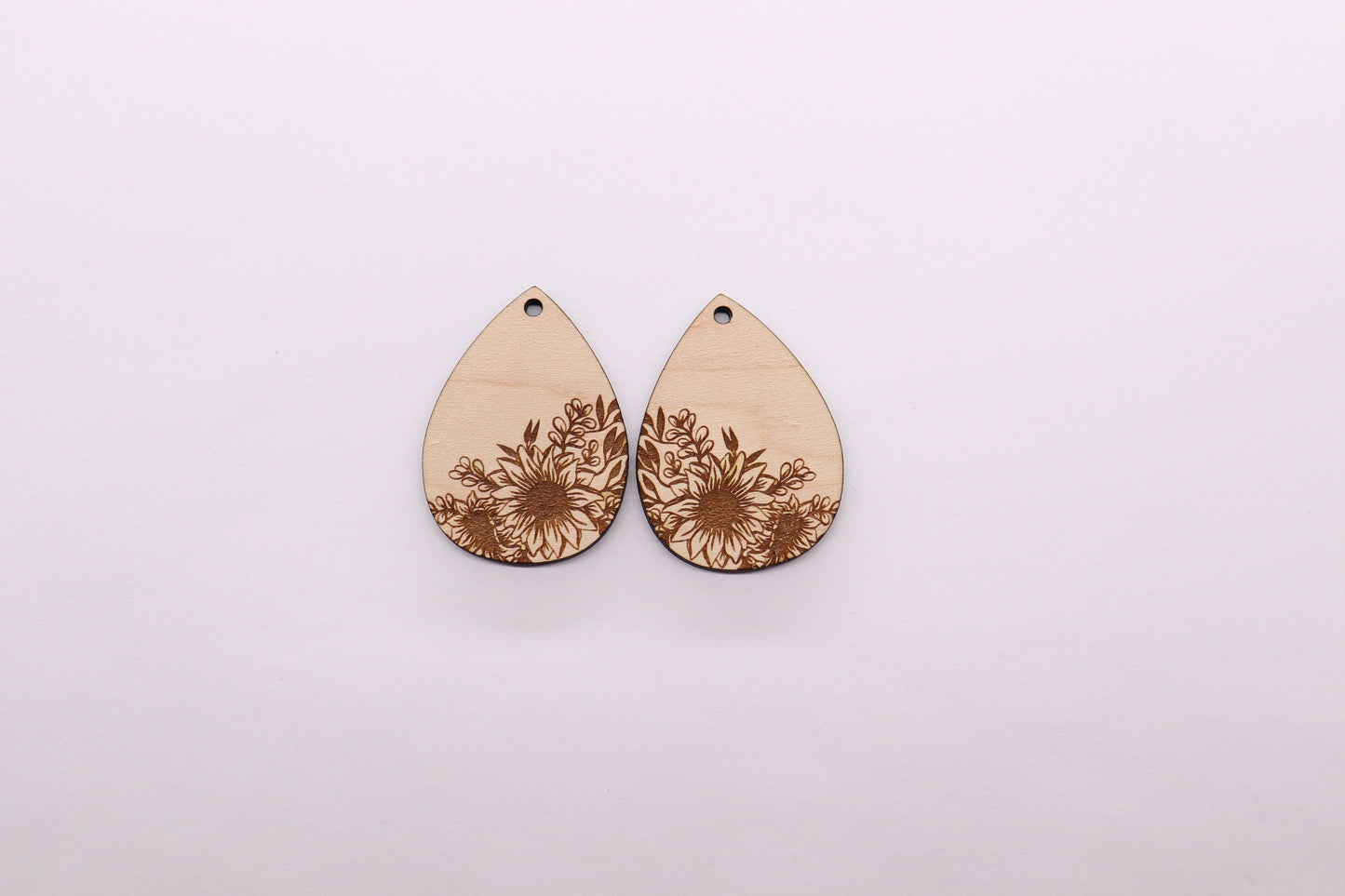 Sunflower teardrops, earring blanks, wood earrings