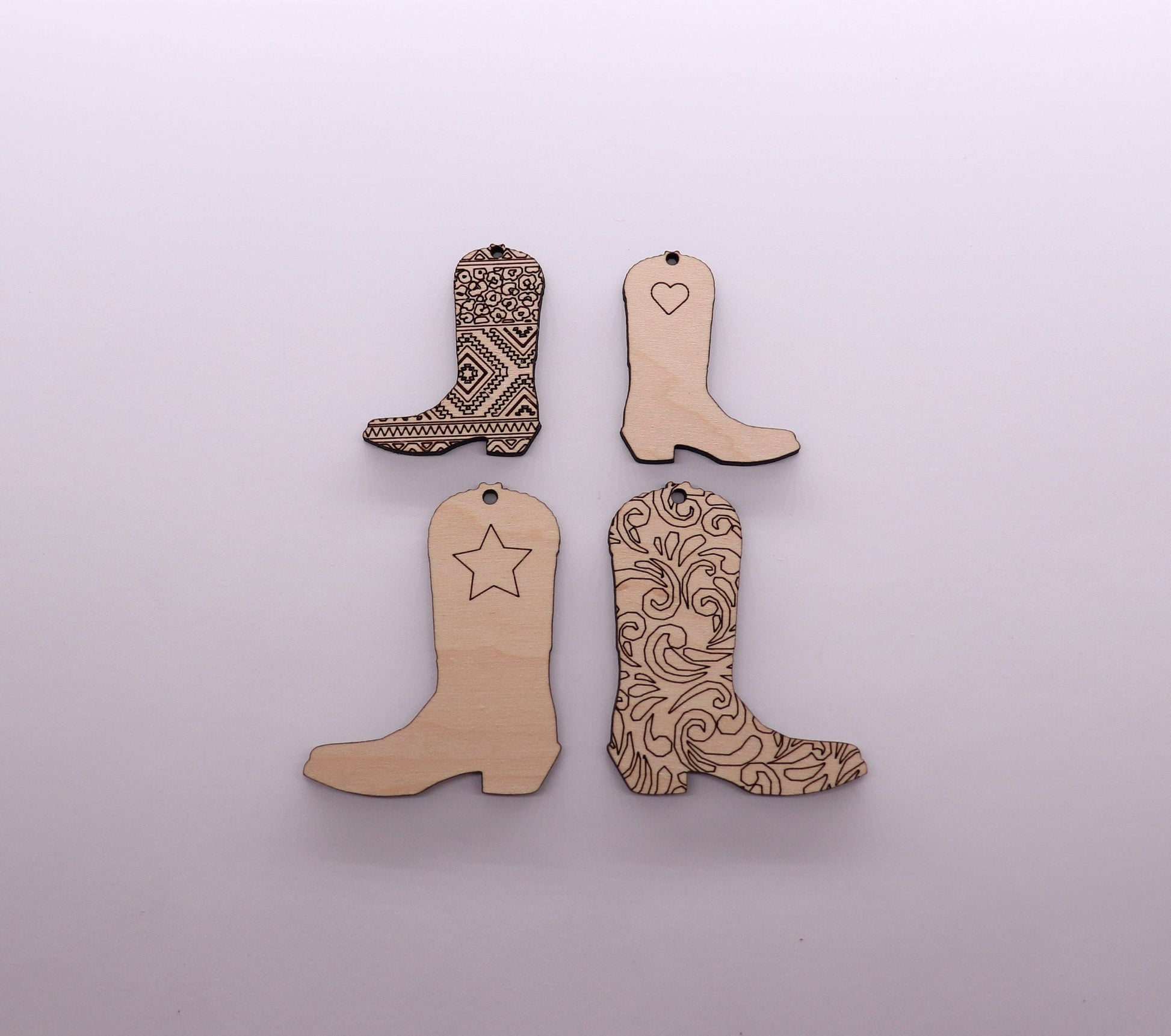 Cowboy boot earring blanks, wood blanks, DIY earrings