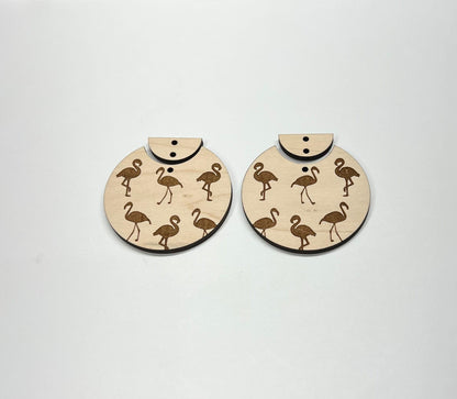 Flamingo earring blanks, earring blanks, wood cutouts