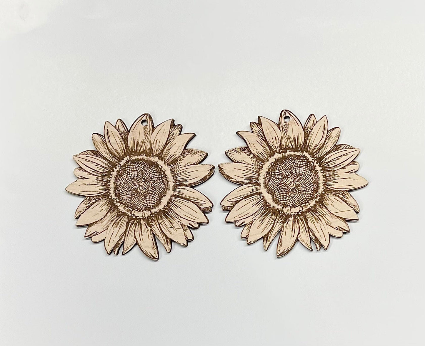 2 sided sunflower cutouts, earring blanks, wood cutouts