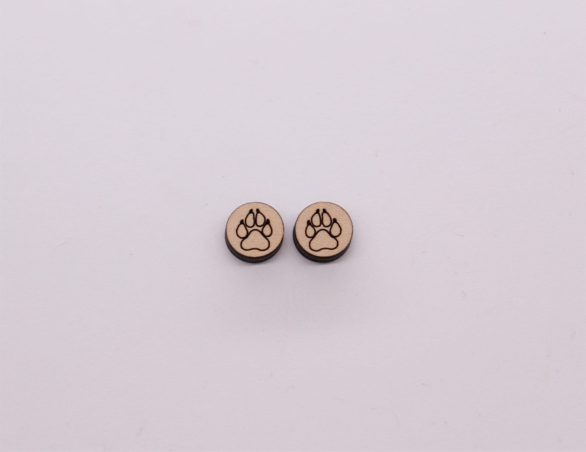 Paw print stud blanks, earring blanks, wood cutouts