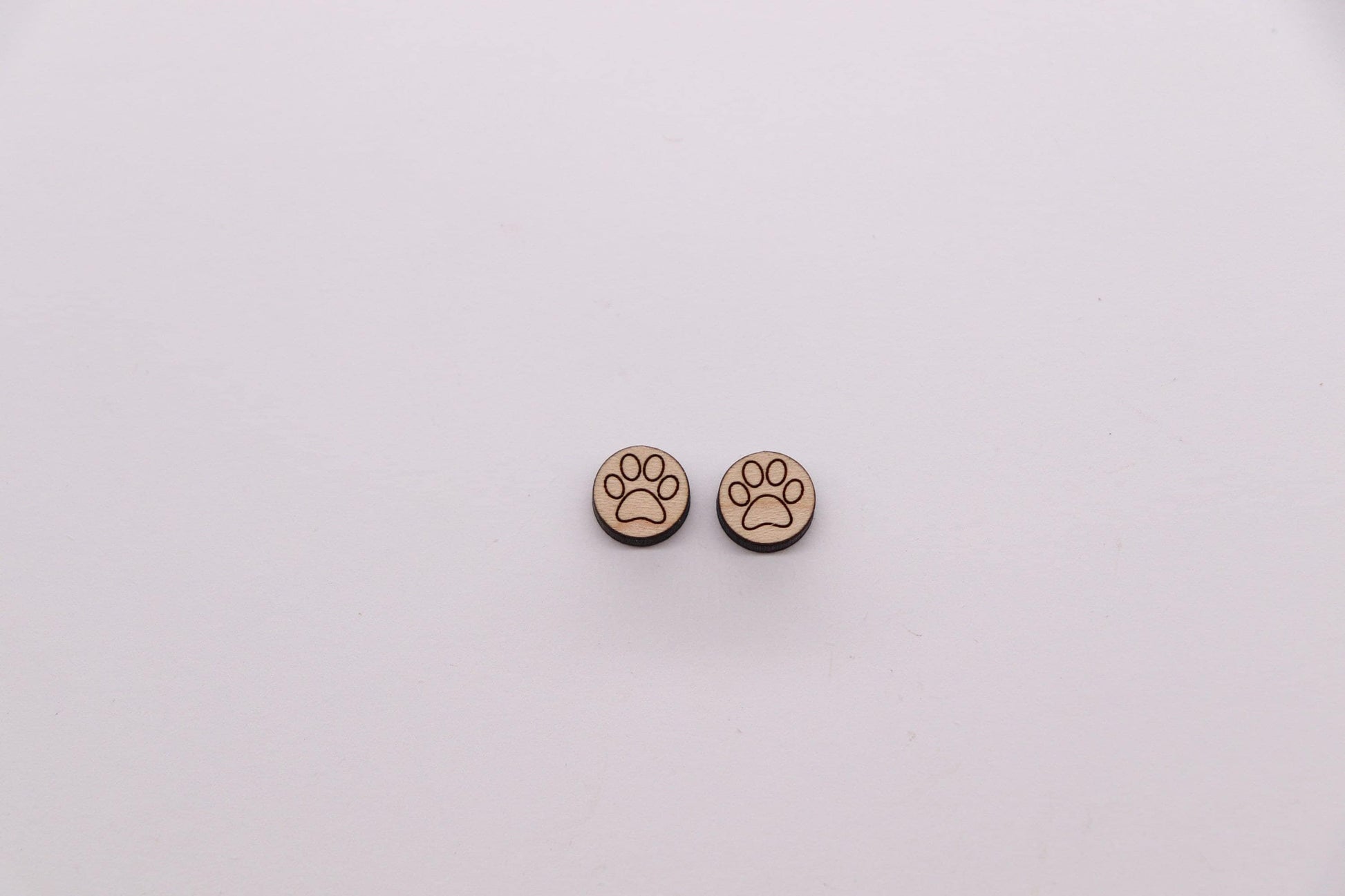 Paw print stud blanks, earring blanks, wood cutouts