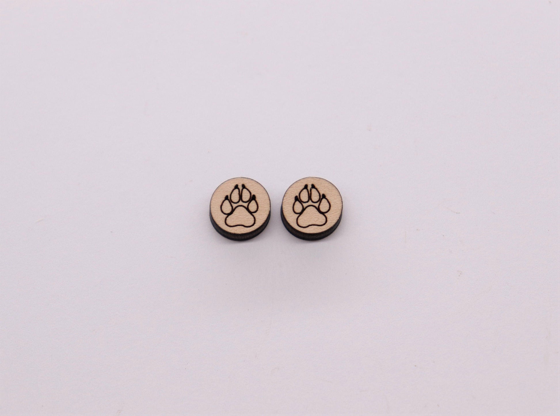 Paw print stud blanks, earring blanks, wood cutouts