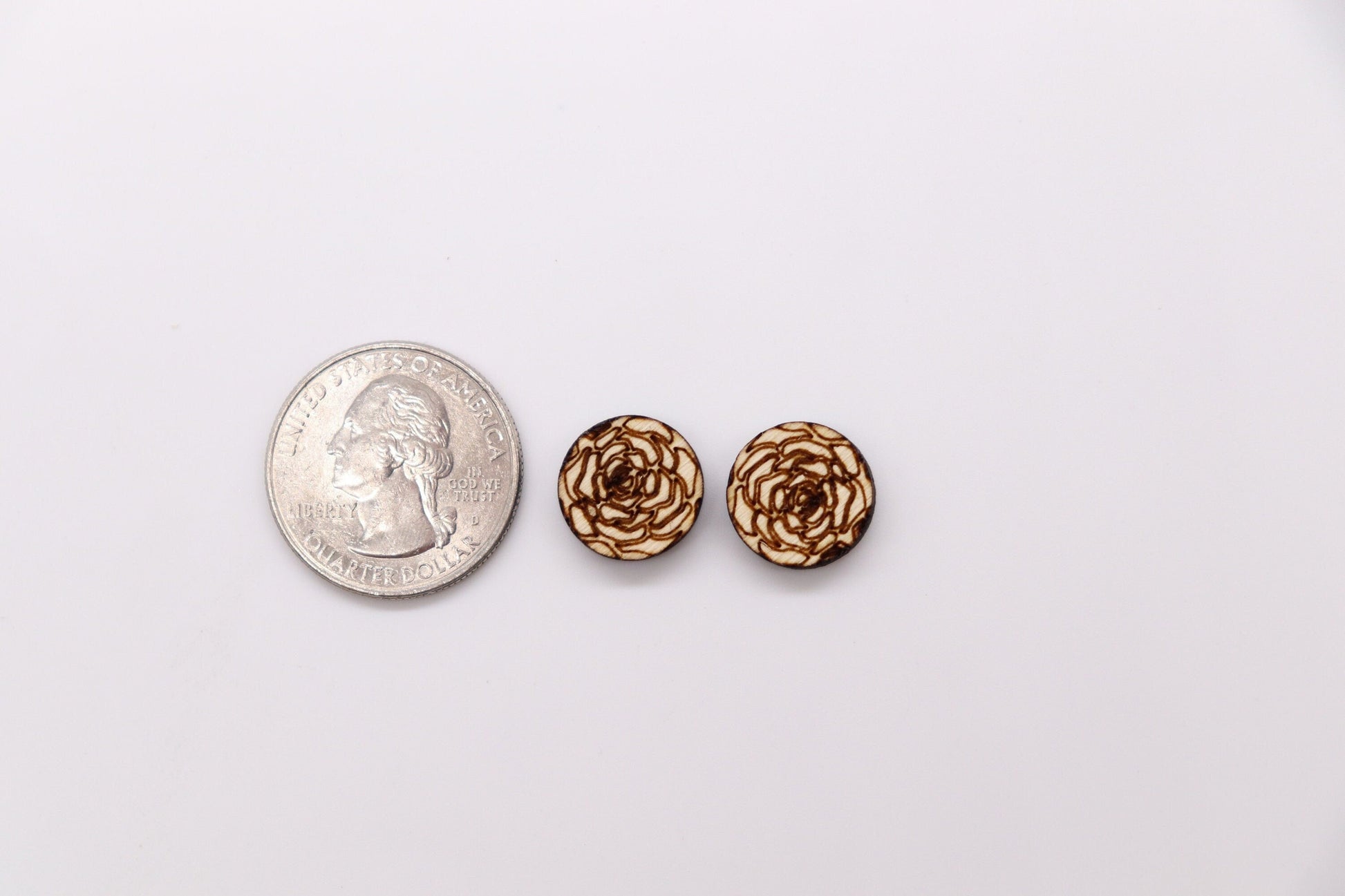 Round wood stud earrings, earring making, wood cutouts