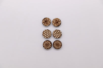 Round wood stud earrings, earring making, wood cutouts