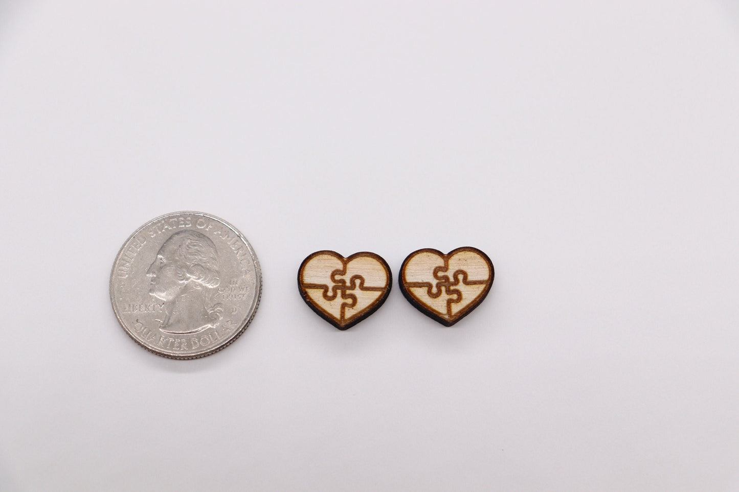 Autism heart wood stud blanks, wood cutouts, earring blanks