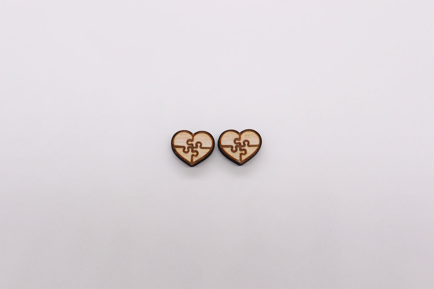 Autism heart wood stud blanks, wood cutouts, earring blanks