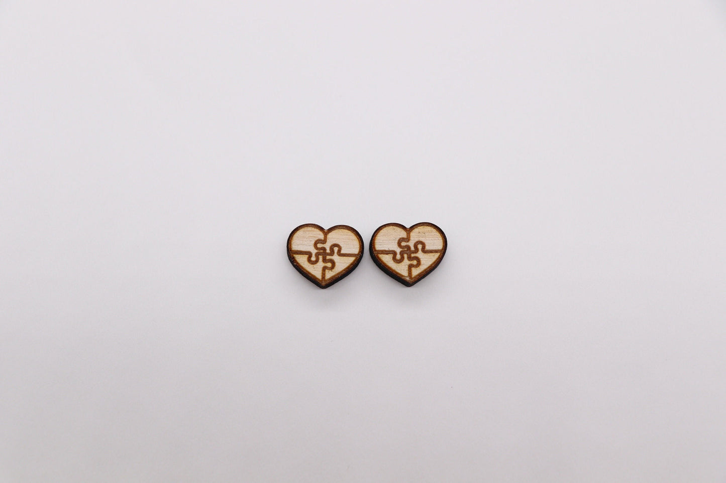 Autism heart wood stud blanks, wood cutouts, earring blanks