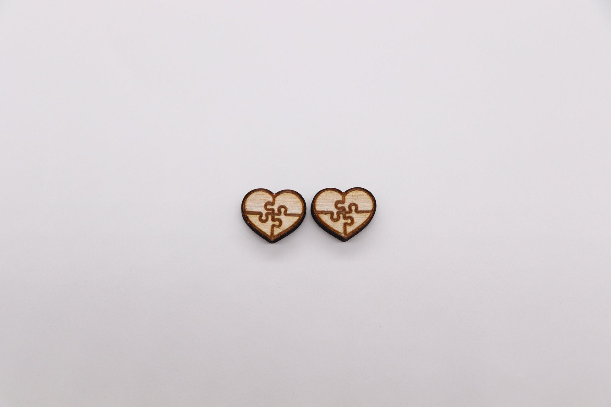 Autism heart wood stud blanks, wood cutouts, earring blanks