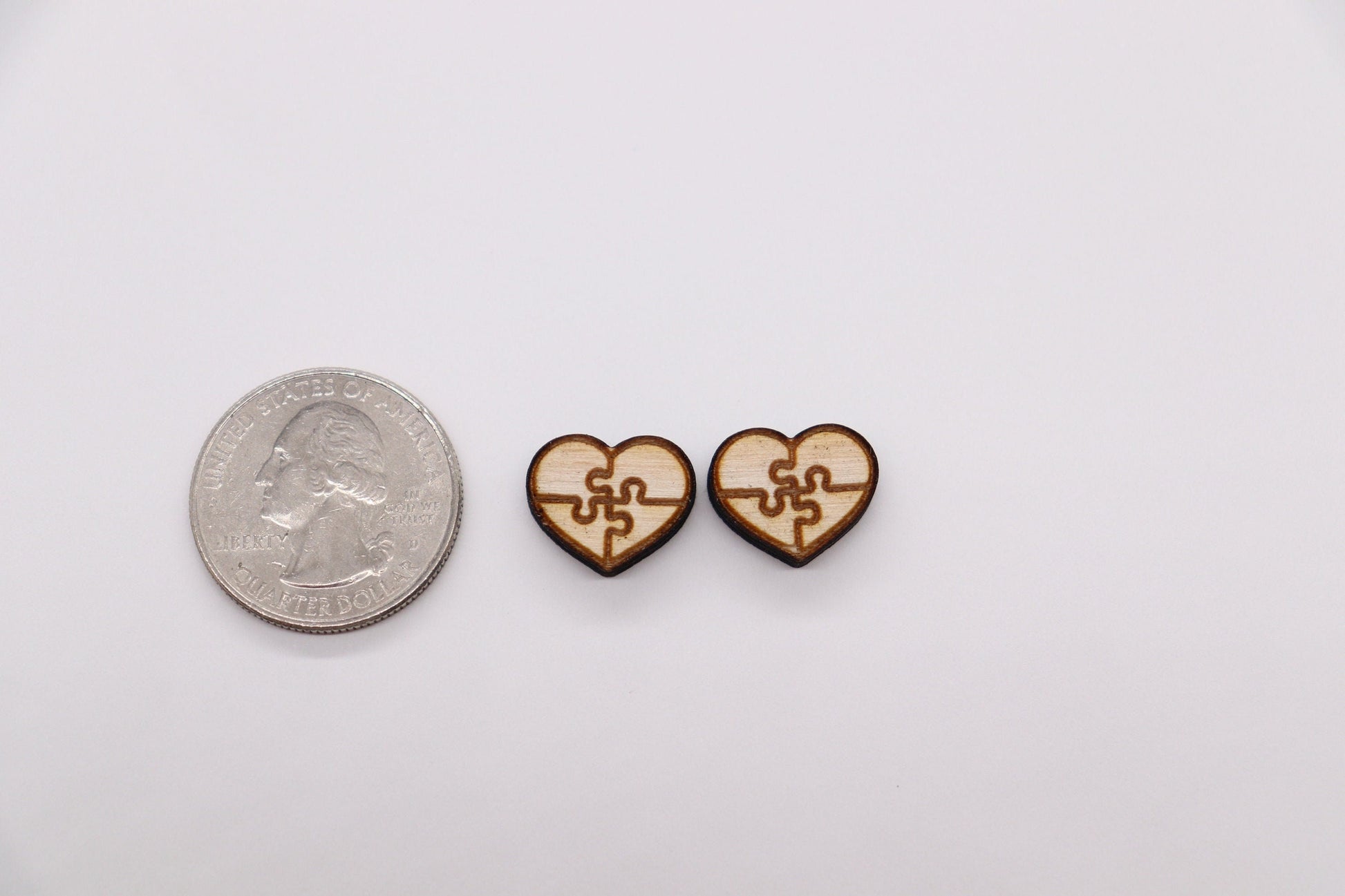 Autism heart wood stud blanks, wood cutouts, earring blanks