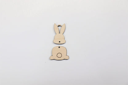 2 Piece bunny blanks, earring blanks, wood earrings