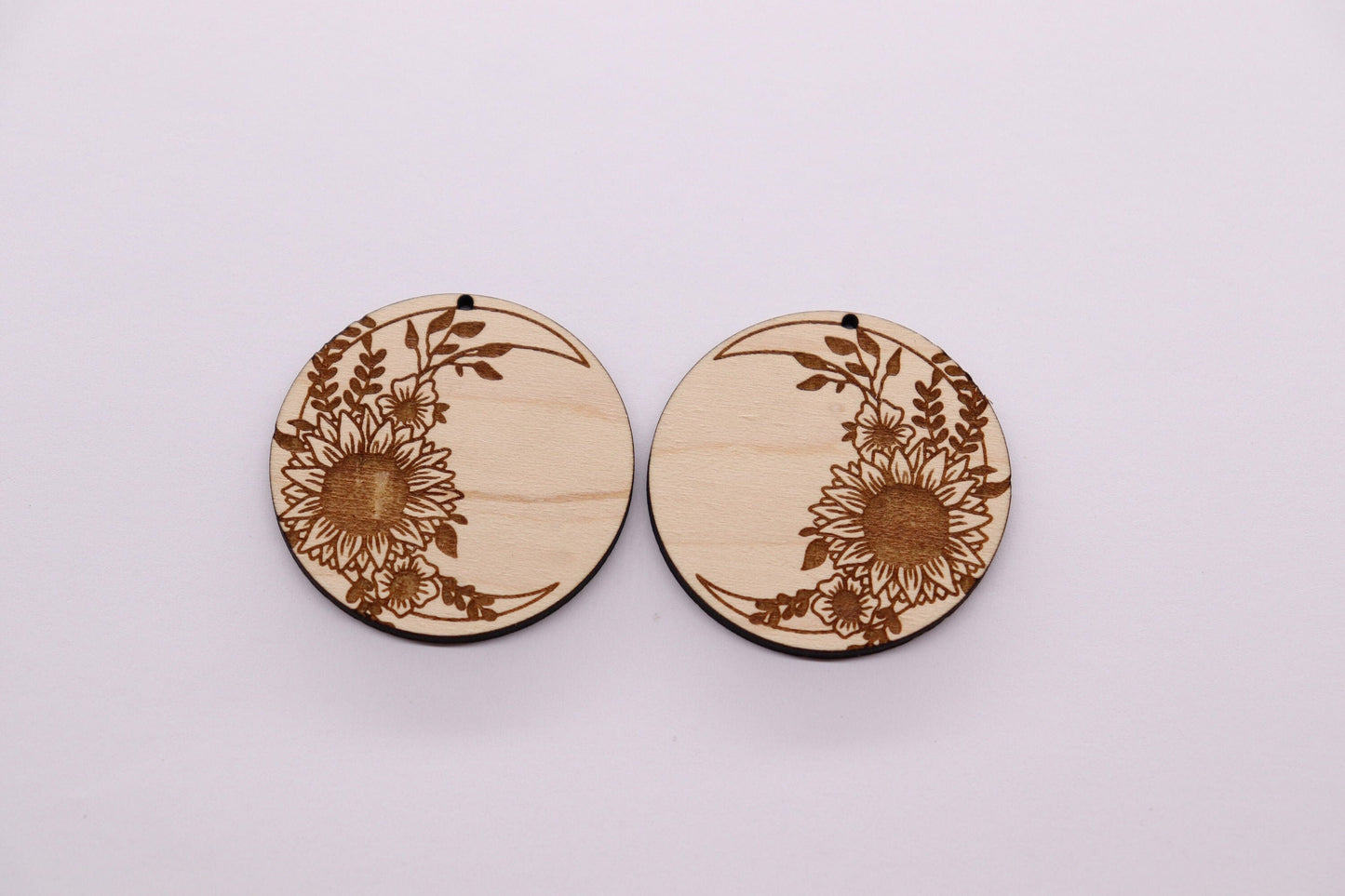 Sunflower wood earring blanks, earring blanks, wood cutouts