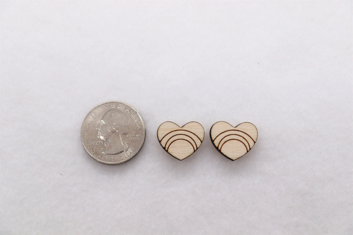 Rainbow Heart wood earring blanks, earring blanks, wood cutouts