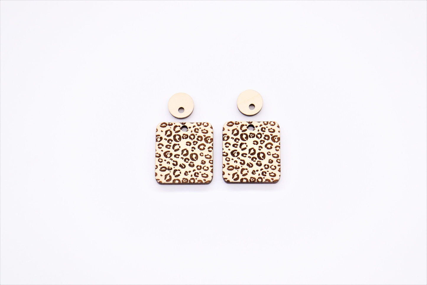 Leopard print 2 piece blanks, wood cutouts, earring blanks