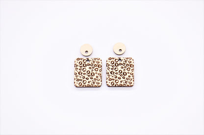 Leopard print 2 piece blanks, wood cutouts, earring blanks