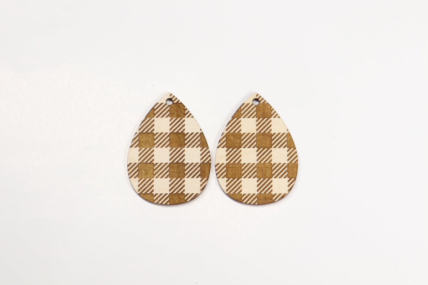 Plaid teardrop blanks, earring blanks, wood earrings