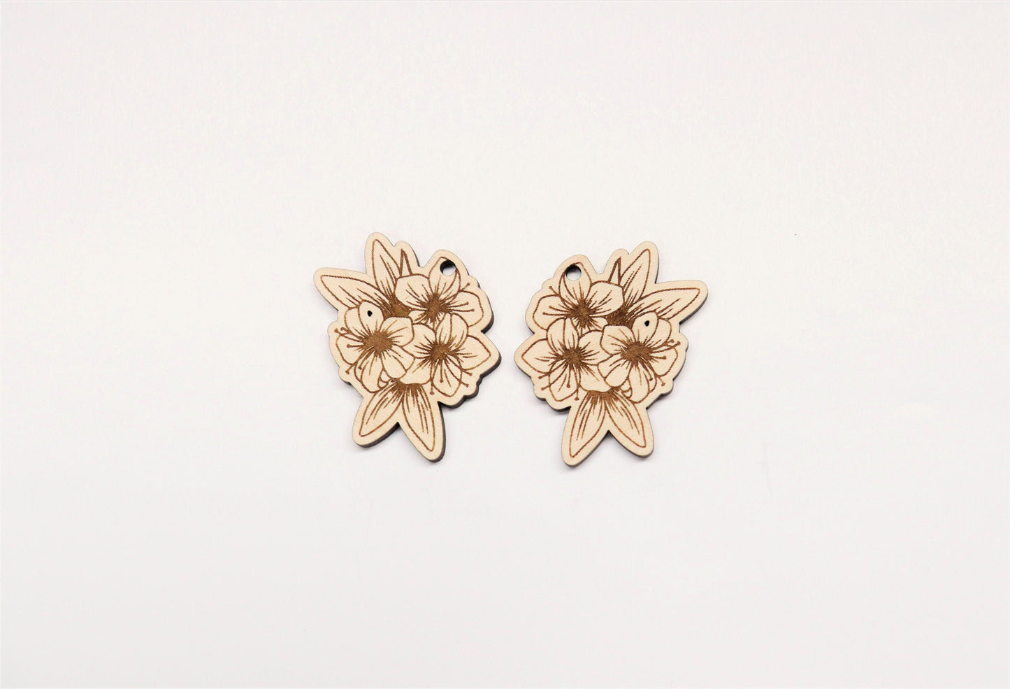 Flower earrings, wood earring blanks, wood cutouts