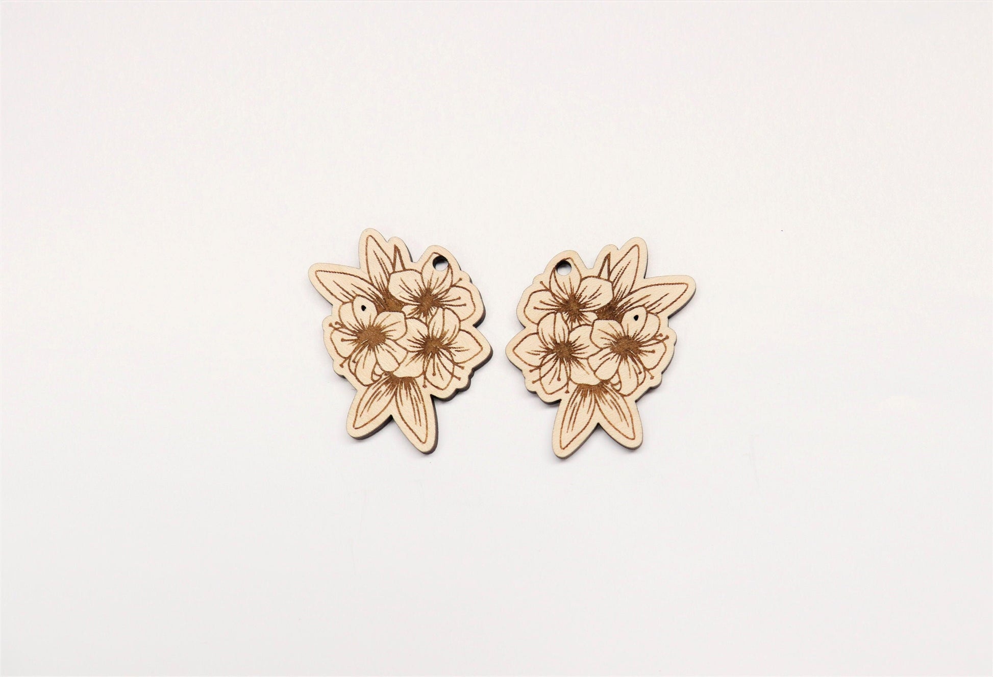 Flower earrings, wood earring blanks, wood cutouts