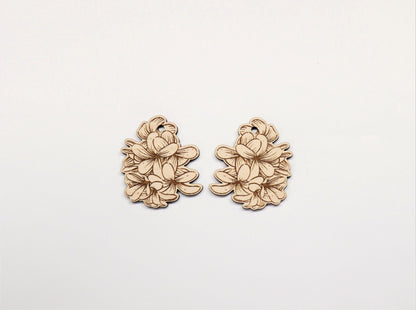 Flower earrings, wood earring blanks, wood cutouts