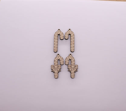 Candy cane earring cutouts, wood blanks, earring blanks