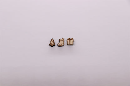 Christmas stud blanks, wood studs, earring blanks