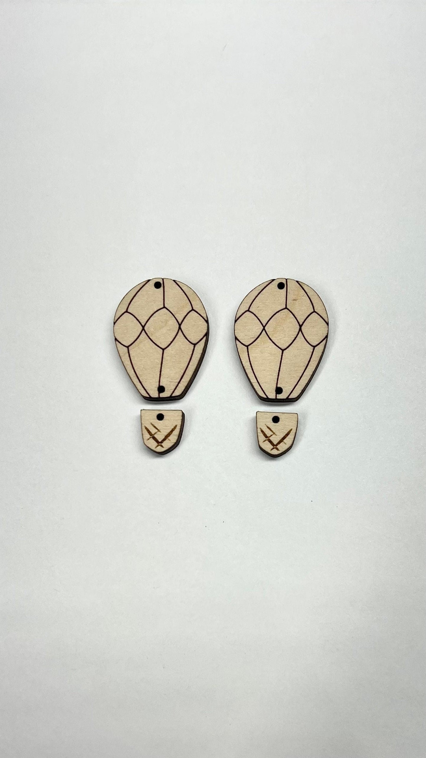 Hot air balloon wood earring blanks, earring blanks, wood cutouts