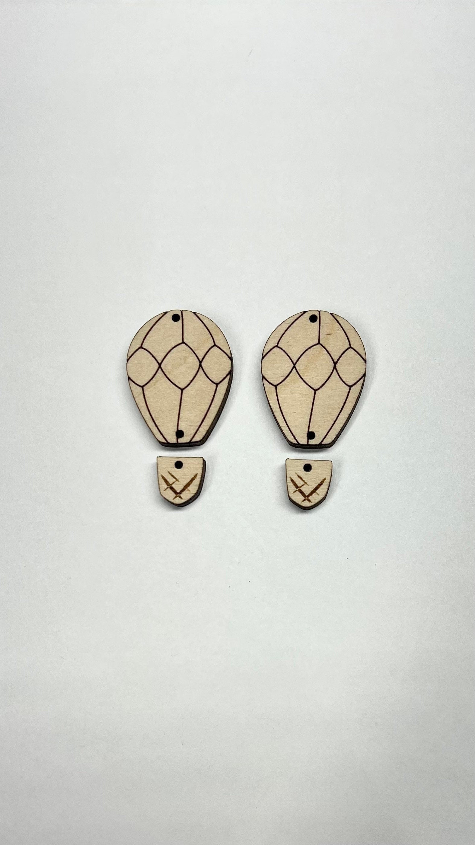 Hot air balloon wood earring blanks, earring blanks, wood cutouts