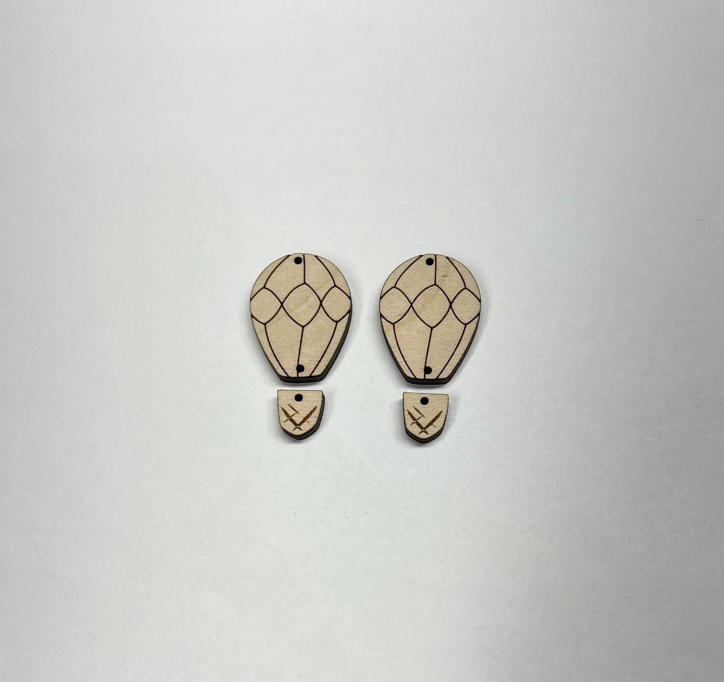 Hot air balloon wood earring blanks, earring blanks, wood cutouts