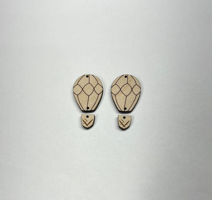 Hot air balloon wood earring blanks, earring blanks, wood cutouts