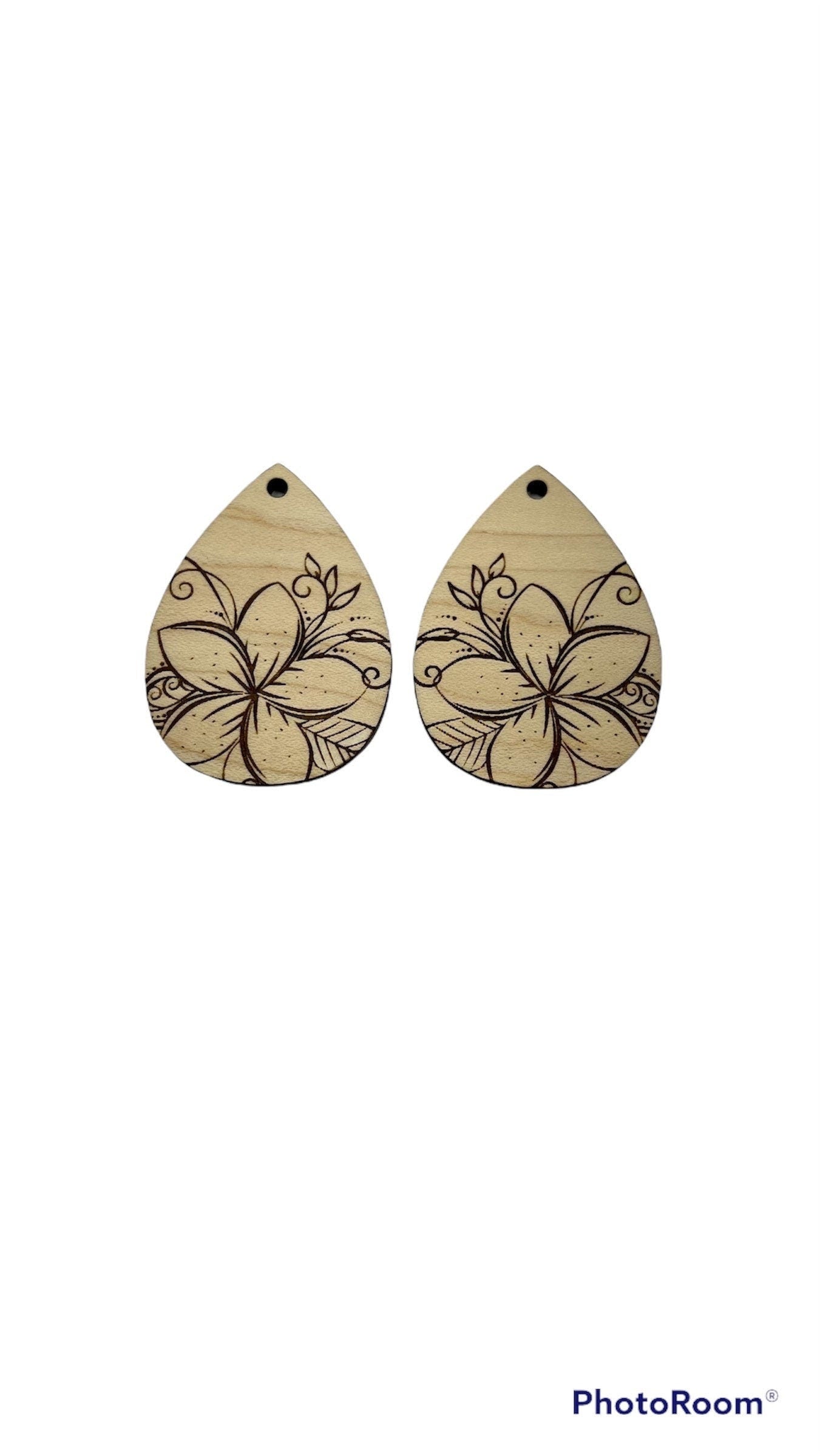 Floral Teardrop earring blanks, earring cutouts, wood blanks