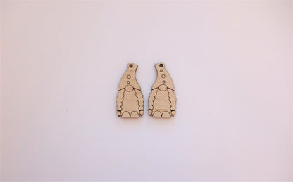 Gnome earring blanks, wood cutouts, earring blanks