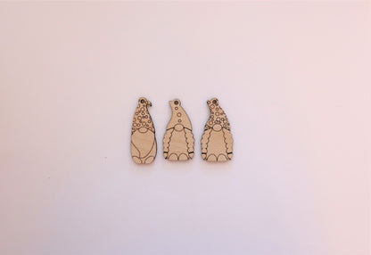 Gnome earring blanks, wood cutouts, earring blanks