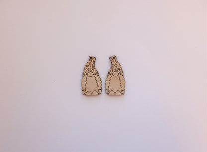 Gnome earring blanks, wood cutouts, earring blanks