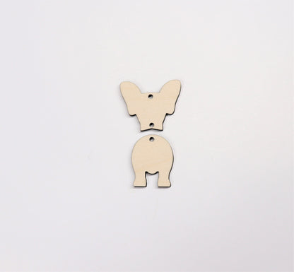 Dog head and butt earring blanks, wood cutouts, laser cutouts