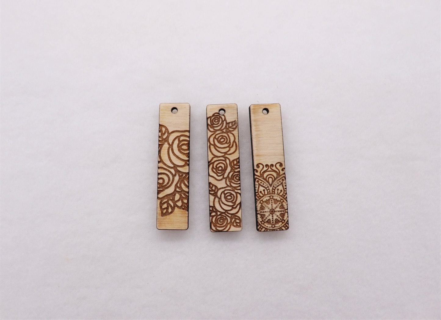 Engraved wood bar earring blanks, earring blanks, wood blanks