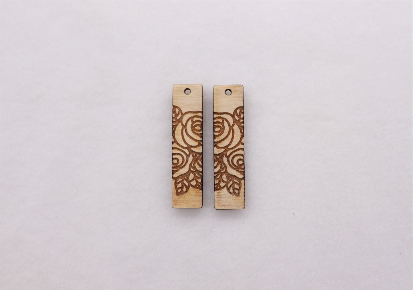 Engraved wood bar earring blanks, earring blanks, wood blanks