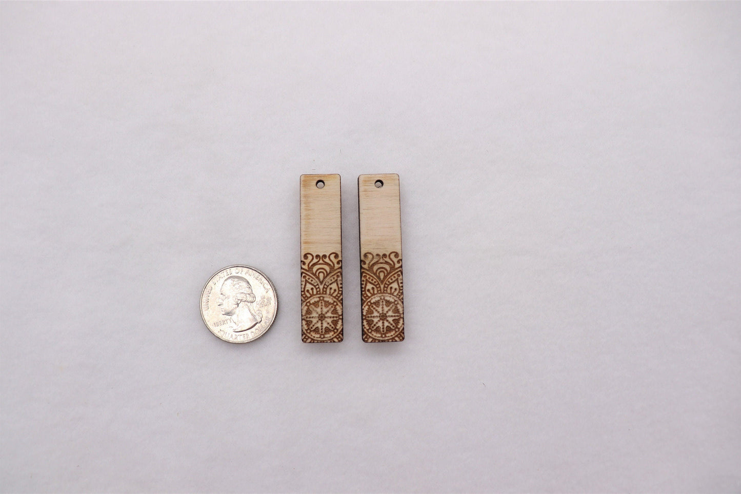 Engraved wood bar earring blanks, earring blanks, wood blanks