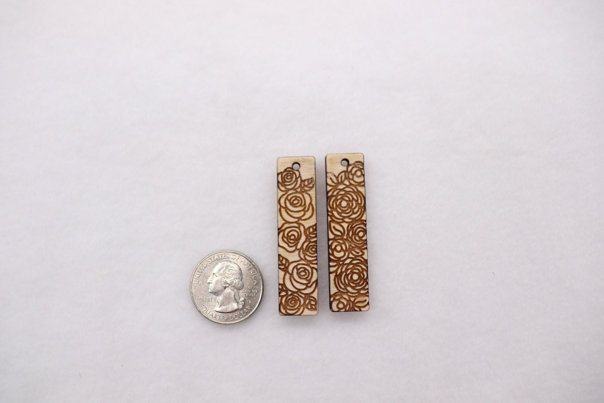 Engraved wood bar earring blanks, earring blanks, wood blanks