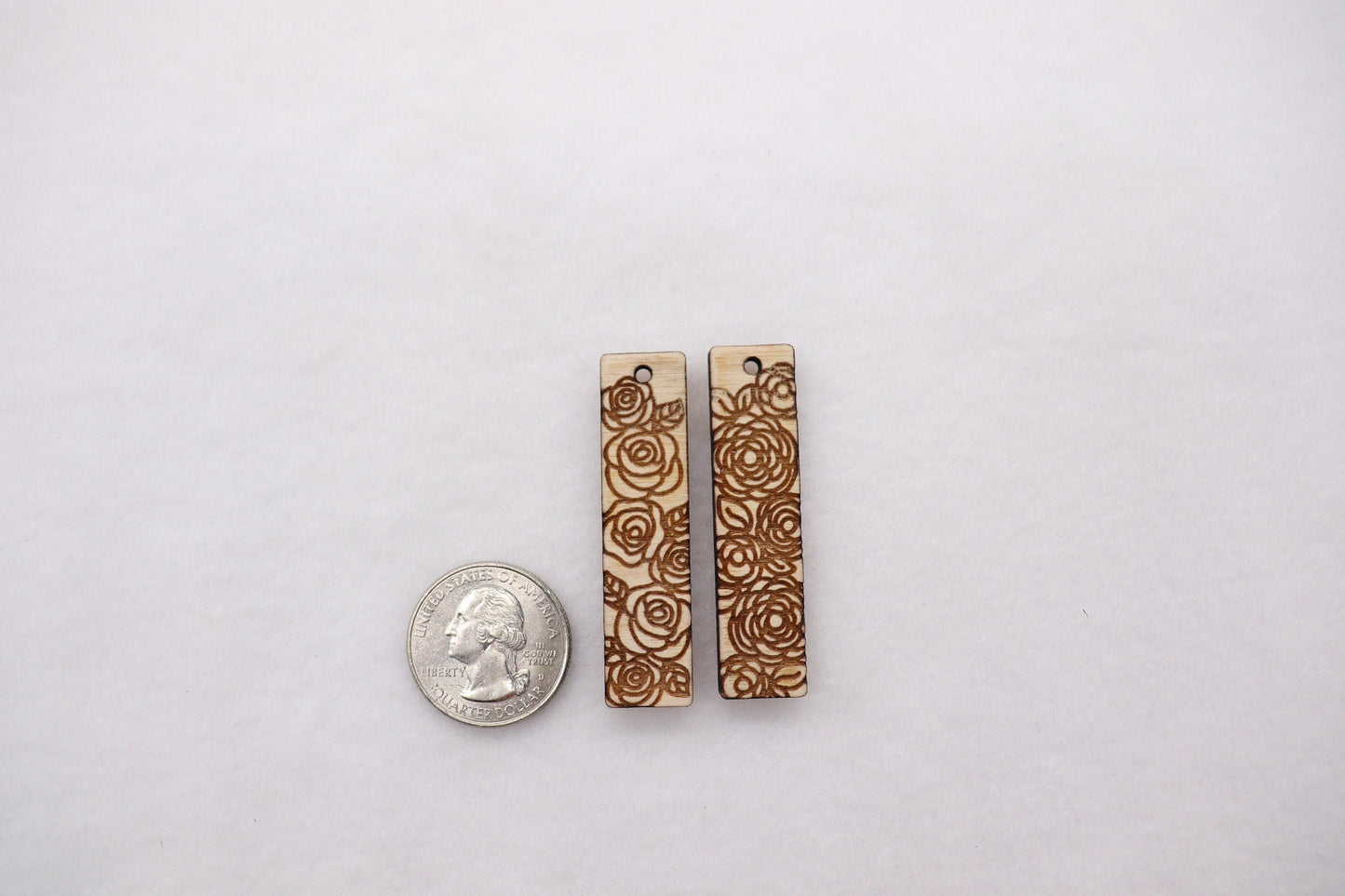 Engraved wood bar earring blanks, earring blanks, wood blanks