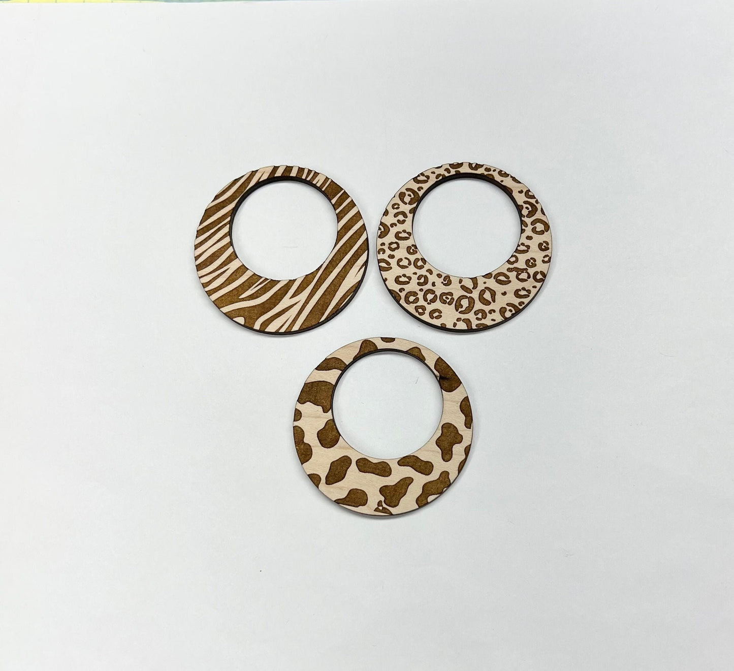 Animal print earring blanks, earring blanks, wood cutouts