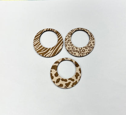 Animal print earring blanks, earring blanks, wood cutouts